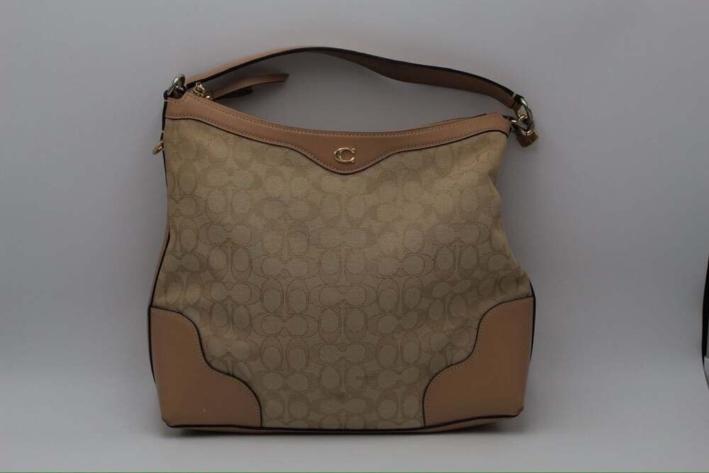 Coach F34824 Ivie Hobo Bag Khaki Light Khaki Signature Jacquard